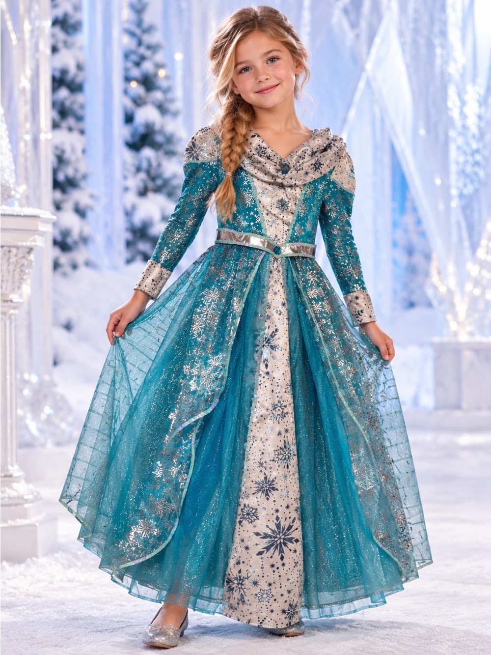 Teetot & Co. Disney frozen Elsa-Inspired Snowflake Princess Costume Dress 7-8